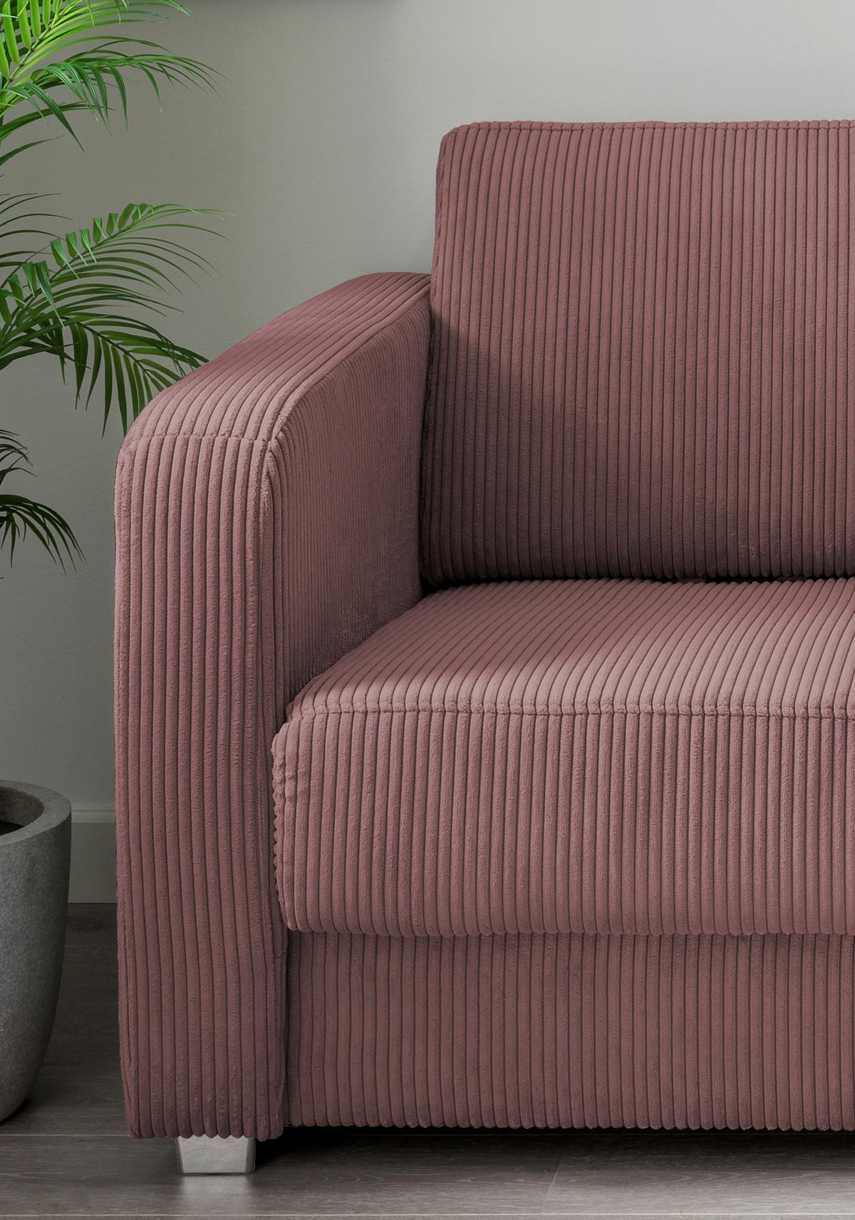 Schlafsofa Mia, Koralle B: 159 Cm - Chromfarben/Koralle, Basics, Textil (159/88/87cm) - Livetastic