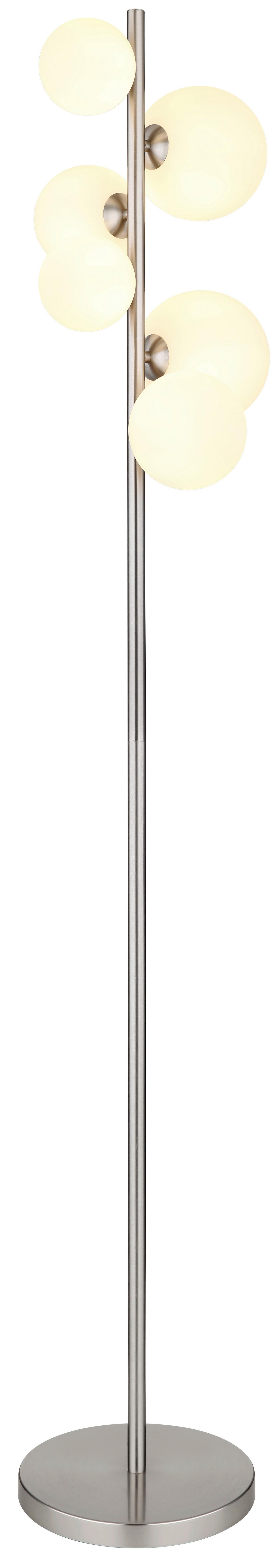 LED-Stehleuchte 56140-6s - Opal/Schwarz, KONVENTIONELL, Glas/Kunststoff (29,5/28/155cm) - Globo