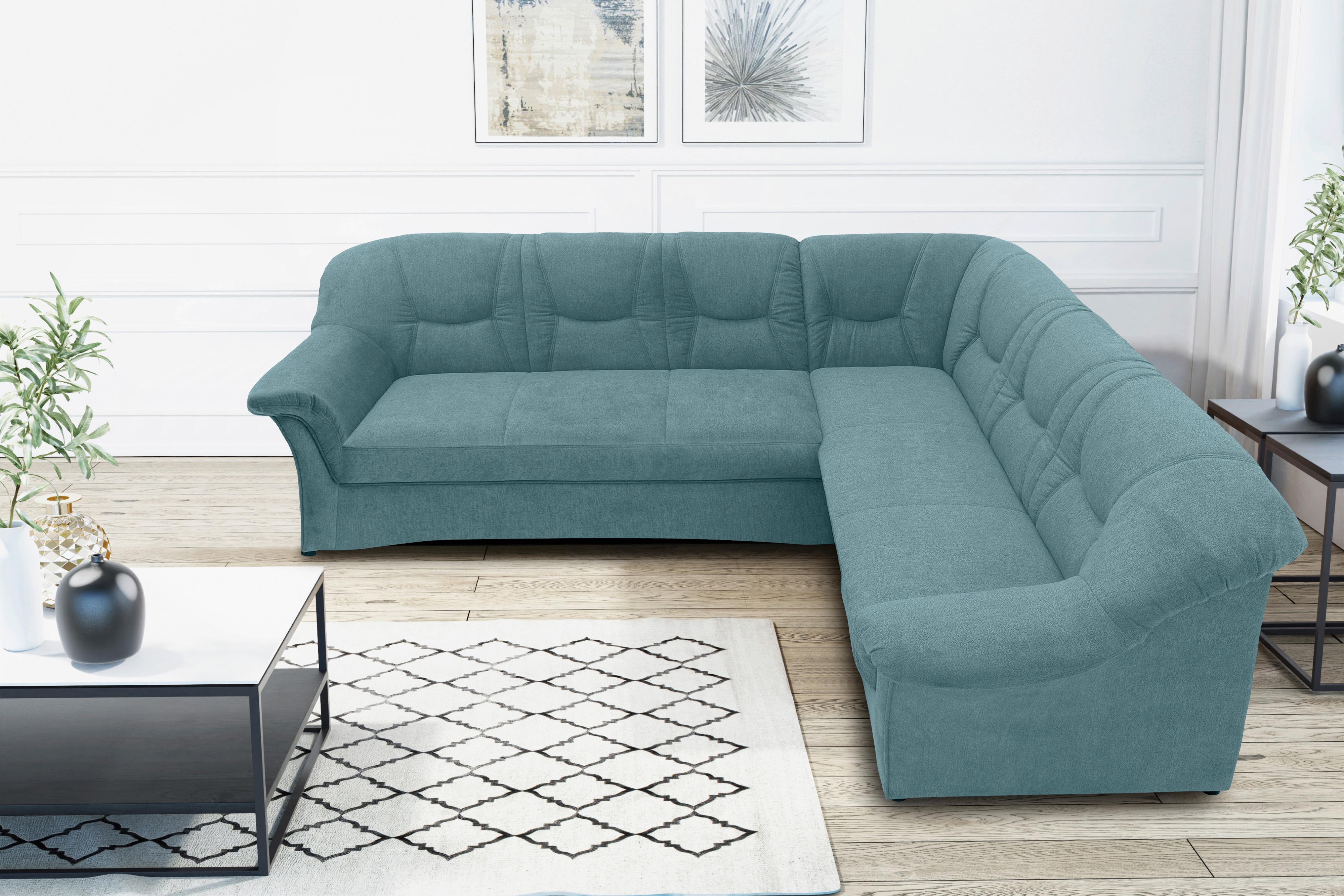 Ecksofa Sarafina Petrol S: 240x190 Cm - Petrol/Schwarz, KONVENTIONELL, Textil (240/190cm) - MID.YOU