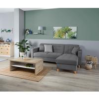 Ecksofa Mit Schlaffunktion & Bettkasten Bergen Dunkelgrau - Dunkelgrau/Naturfarben, Design, Textil (231/160cm) - Luca Bessoni