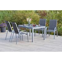 Gartengarnitur 5-tlg Di Lusso aus Aluminium - Anthrazit/Silberfarben, MODERN, Textil/Metall - Gardenson
