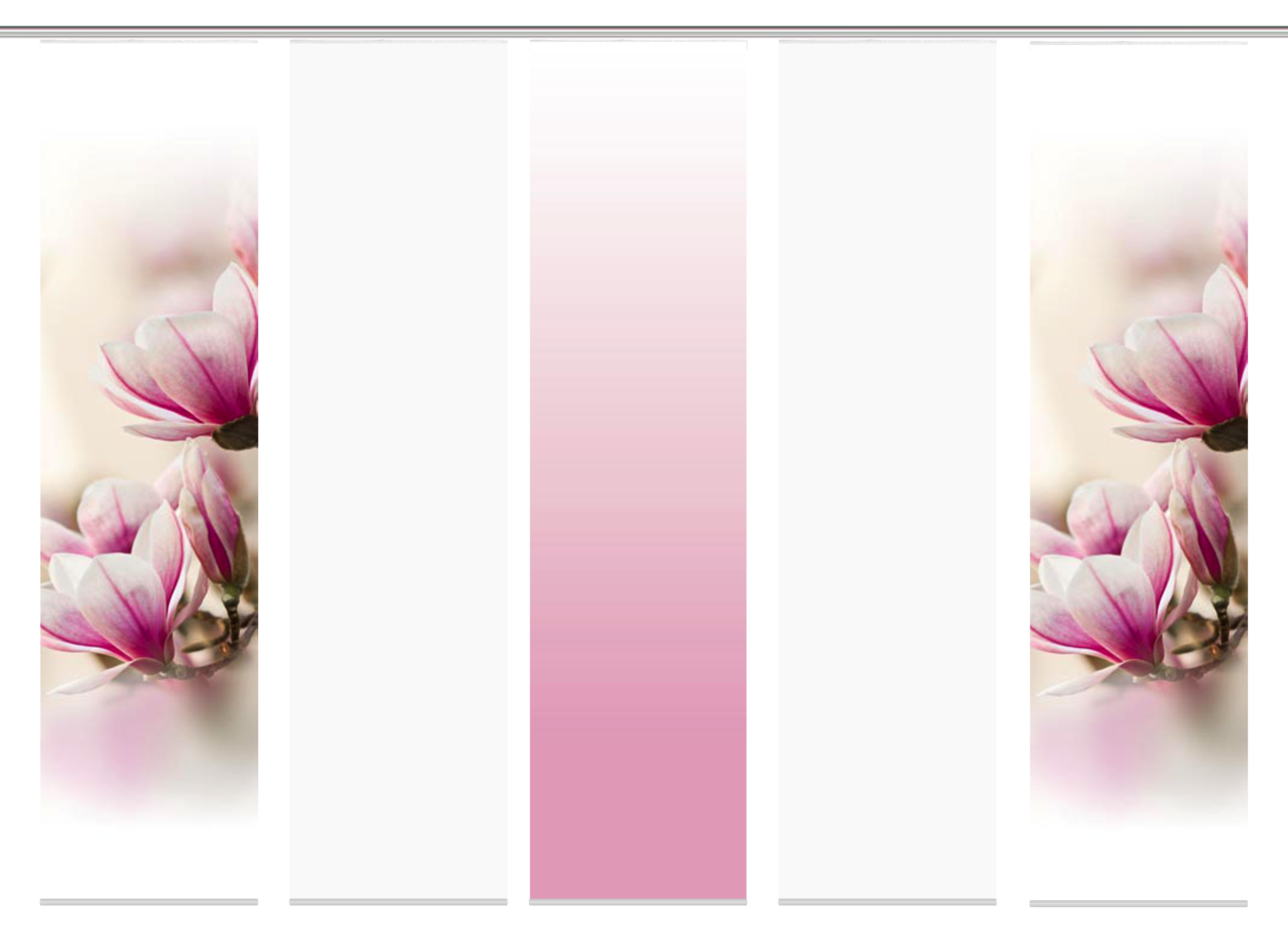 5er-Set Flächenvorhang in Rosa und Weiß