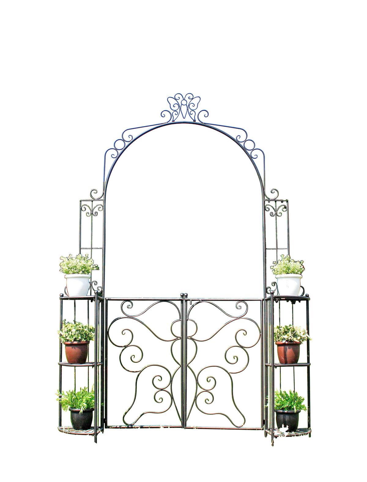 Rosenbogen Mit Tür Aus Stahl Laki Bxh: Ca. 156x233 Cm - Schwarz, MODERN, Metall (156/233/29cm)