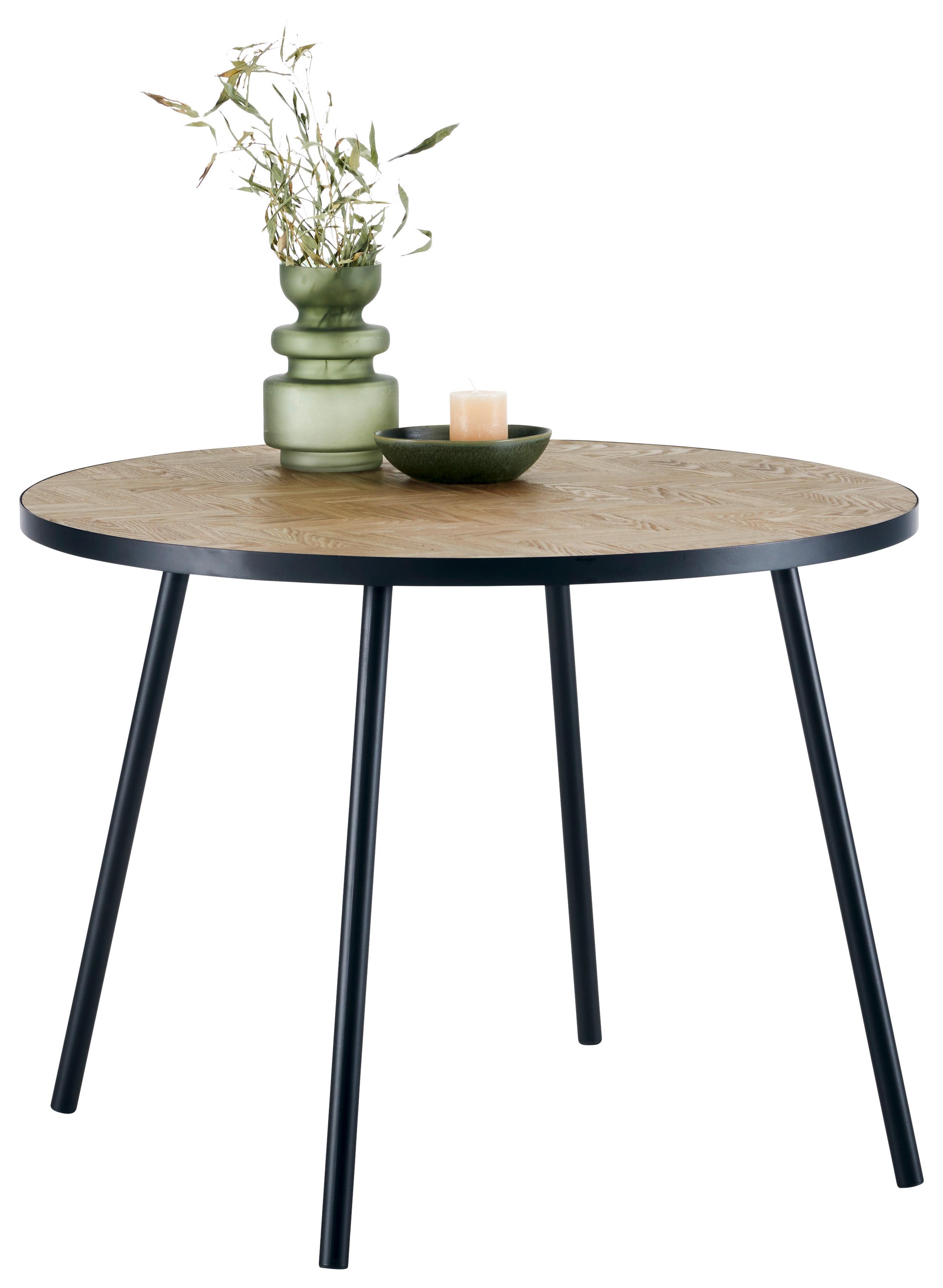 Jedálenský stôl BRANDON 100 - čierna/prírodná farba, Modern, kov/drevo (100/75cm) - Mömax