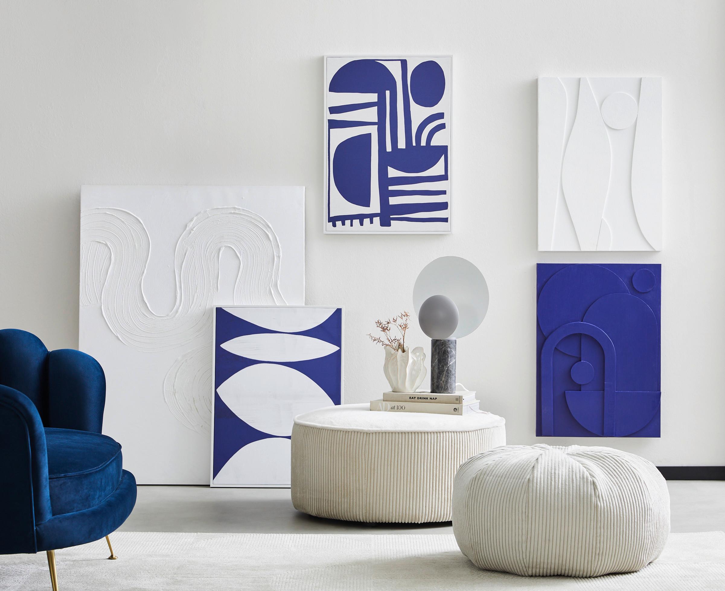 Hocker Borrby, Naturfarben D: 75 cm - Schwarz/Naturfarben, KONVENTIONELL, Textil (75/38cm) - MID.YOU