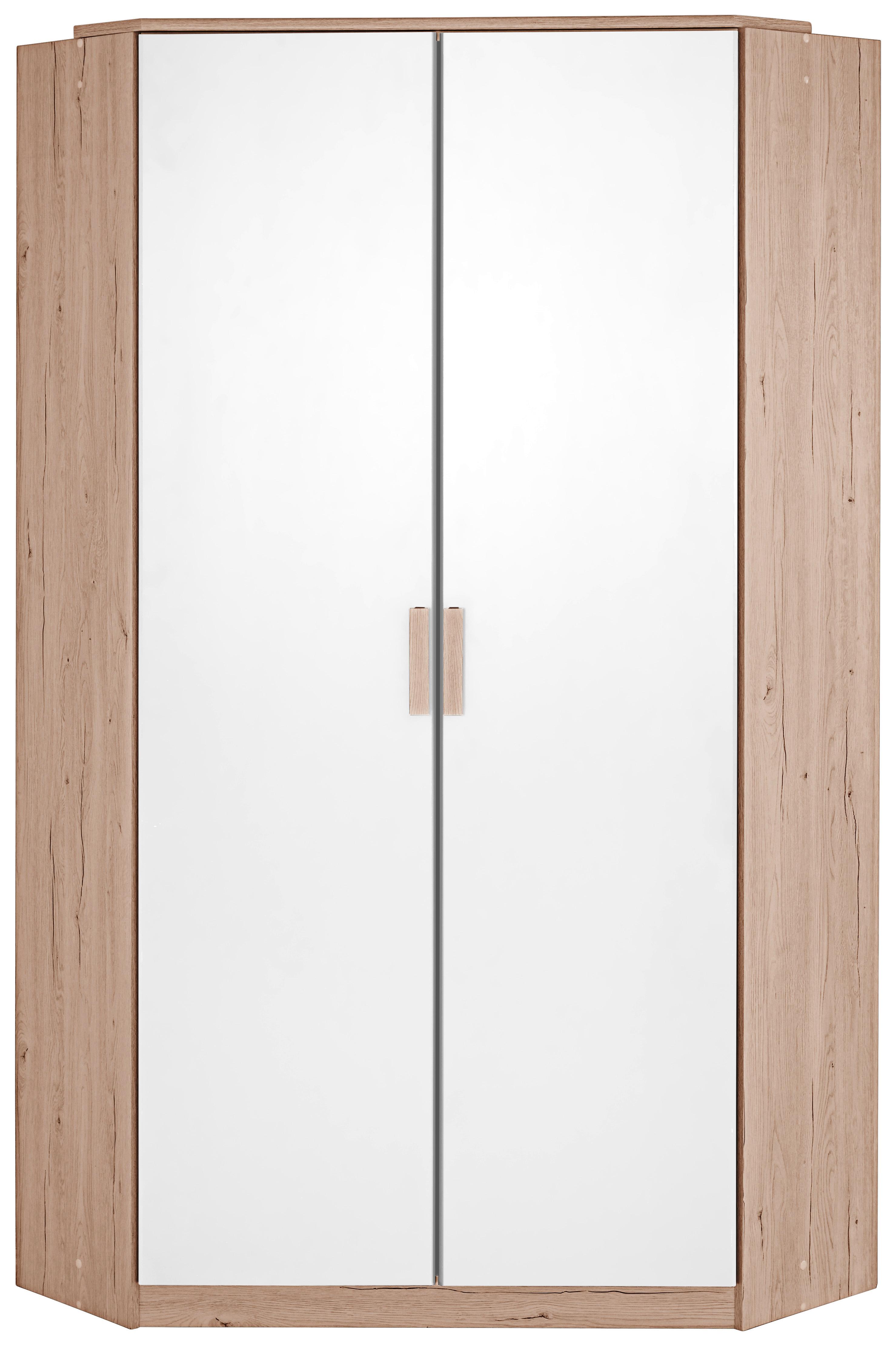 Rohová Šatníková Skriňa Cariba - bílá/barvy dubu, Design, kompozitní dřevo/plast (95/198/95cm) - MID.YOU