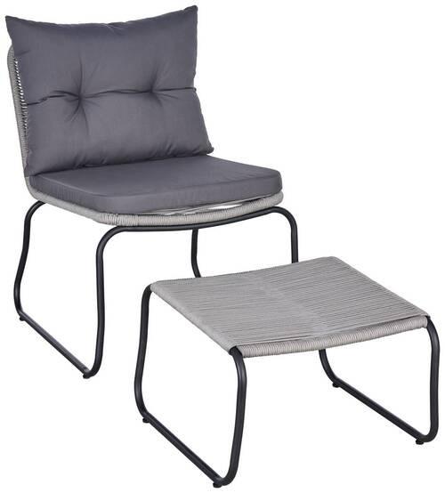 Gartensessel Stahl/textil Fußhocker