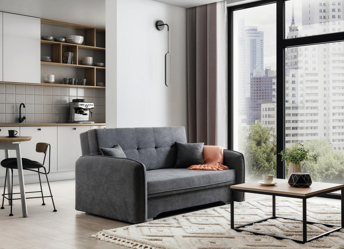 Schlafsofa Laine Grau, B: 155 cm - Silberfarben/Grau, Design, Textil (155/105/75cm) - MID.YOU