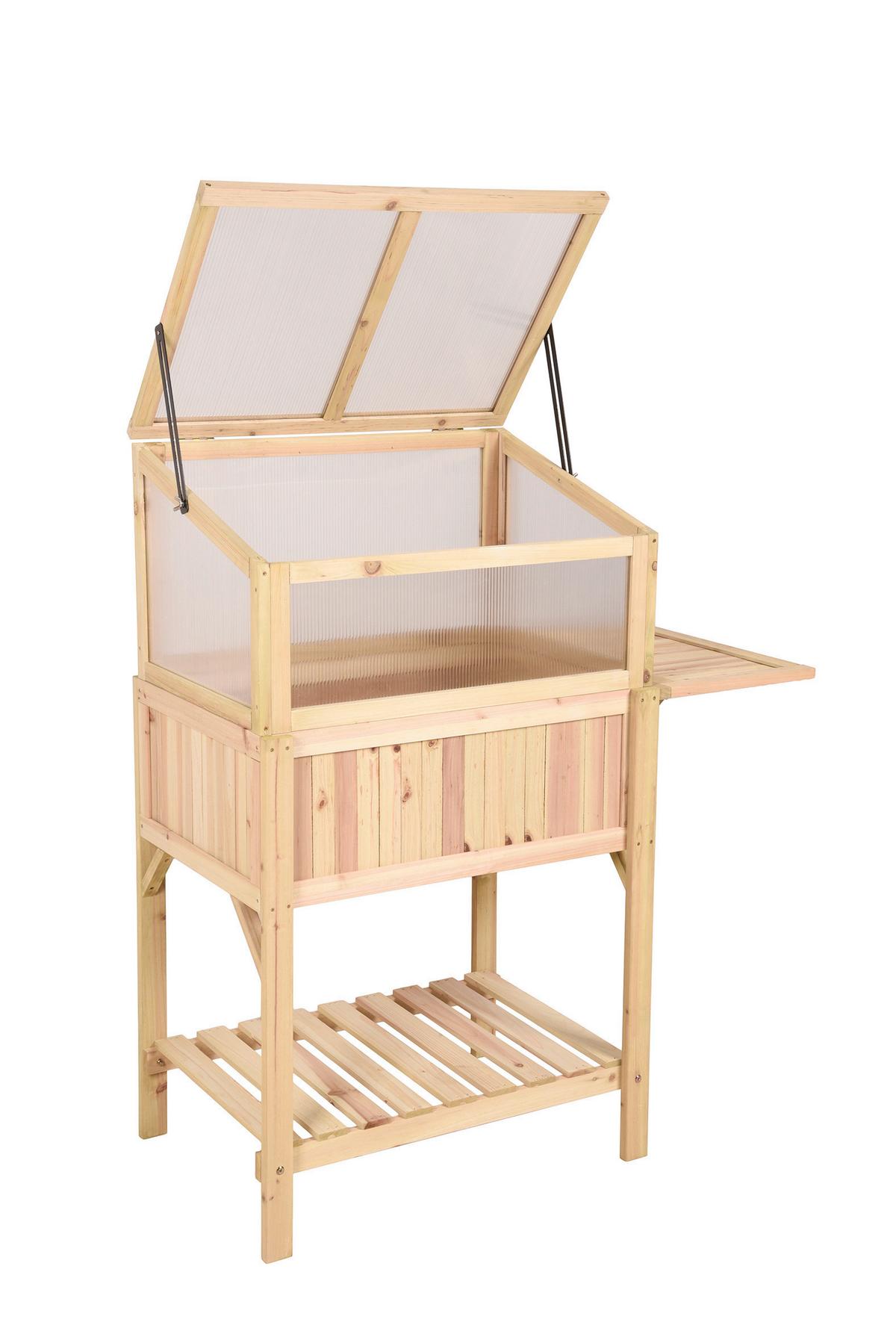 GEWÄCHSHAUS GEWÄCHSHAUS AUS HOLZ - Silberfarben/Braun, MODERN, Holz/Kunststoff (50/120/102,5cm) - Gardenson