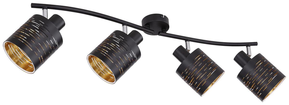 Strahler Tunno 4-flammig Verstellbar L: 72 Cm - Goldfarben/Schwarz, Design, Kunststoff/Metall (72/10/16cm) - Globo