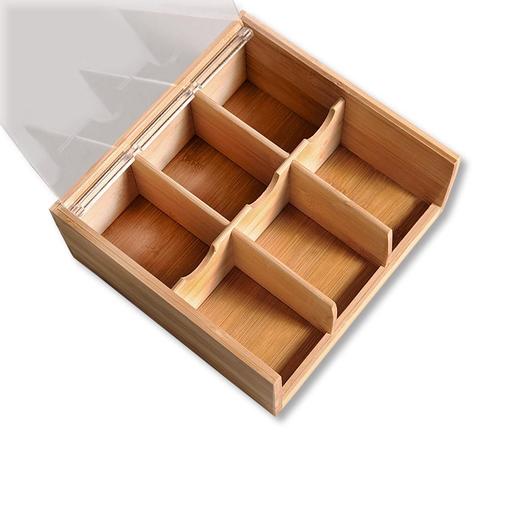 Küchenutensilien Teebox aus Bambus mit Kunststoffdeckel Top