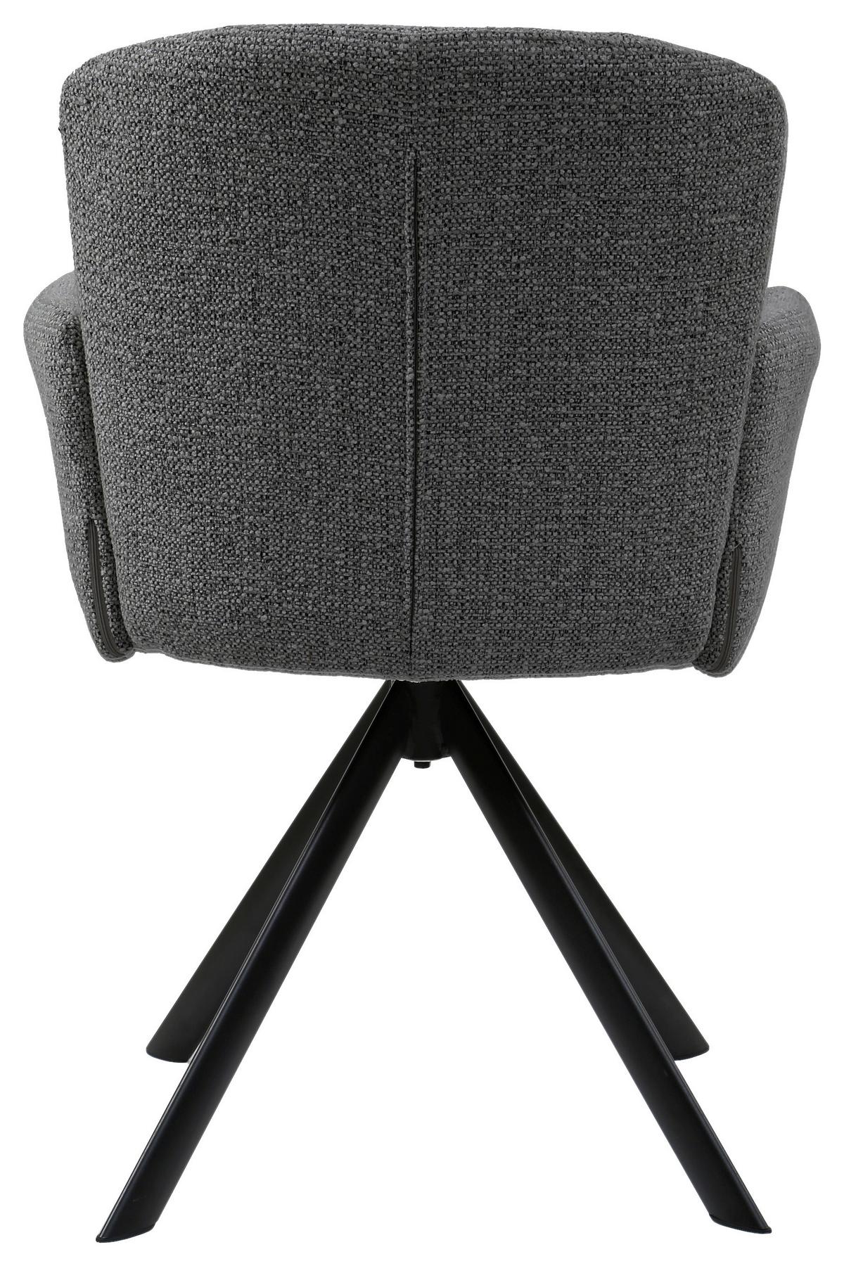 Otoční židle s područkami NORA šedá - šedá/černá, Moderní, kov/dřevo (61/87/65cm) - Premium Living