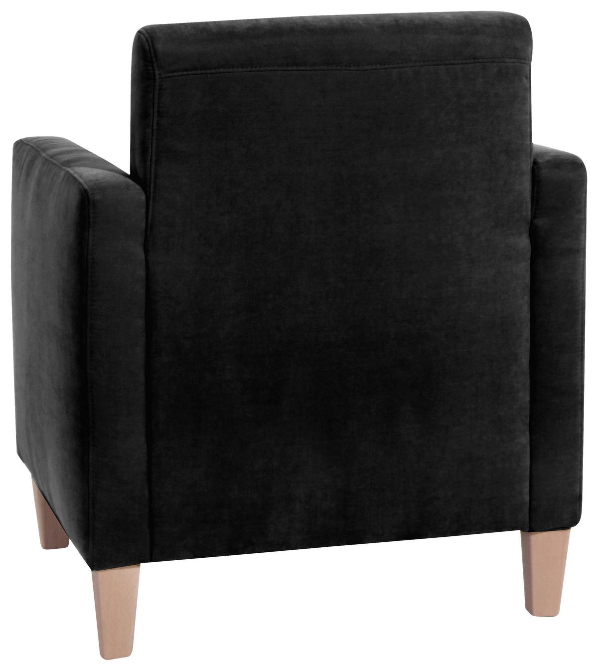 Polstersessel mit Armlehnen Milla Samt Schwarz - Schwarz/Naturfarben, Design, Textil (71/81/70cm) - Max Winzer