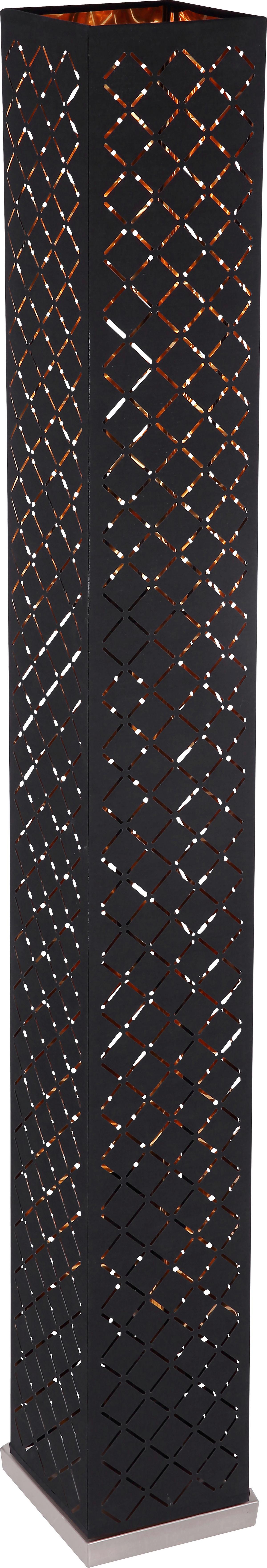 Stehlampe Clarke Schwarz/goldfarben Länglich - Goldfarben/Schwarz, Trend, Textil/Metall (15/15/118cm) - Globo