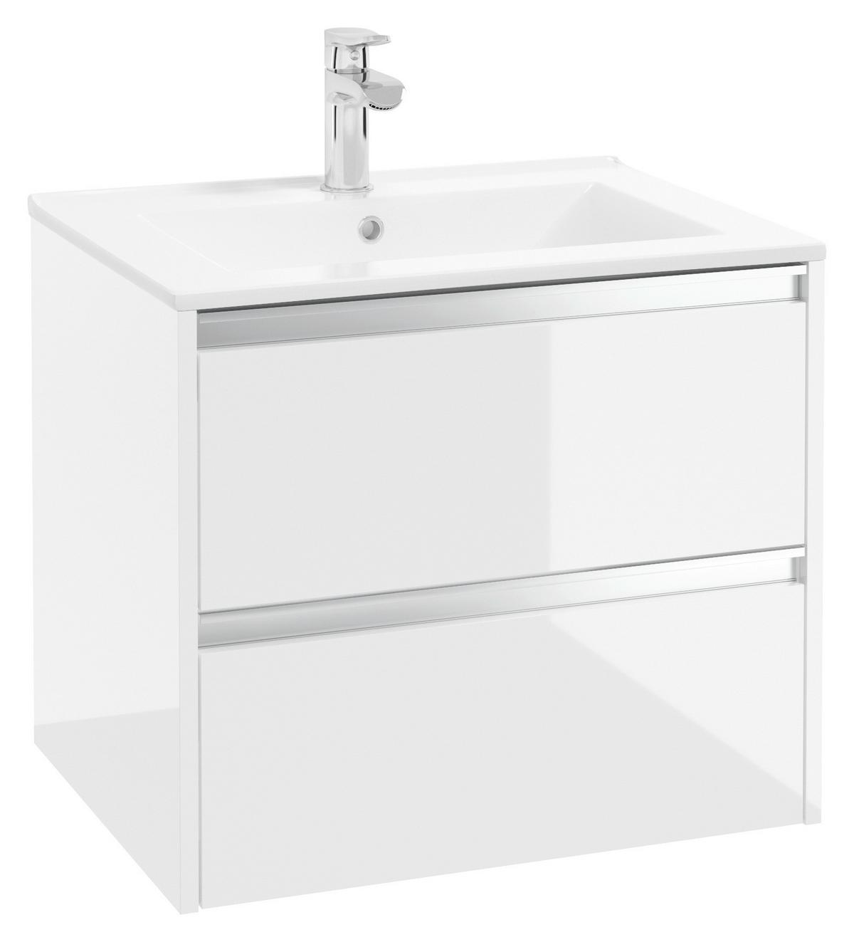 Waschbecken Mit Unterschrank Nena B: 60 Cm Weiß - Weiß, Basics, Keramik/Holzwerkstoff (60cm) - MID.YOU