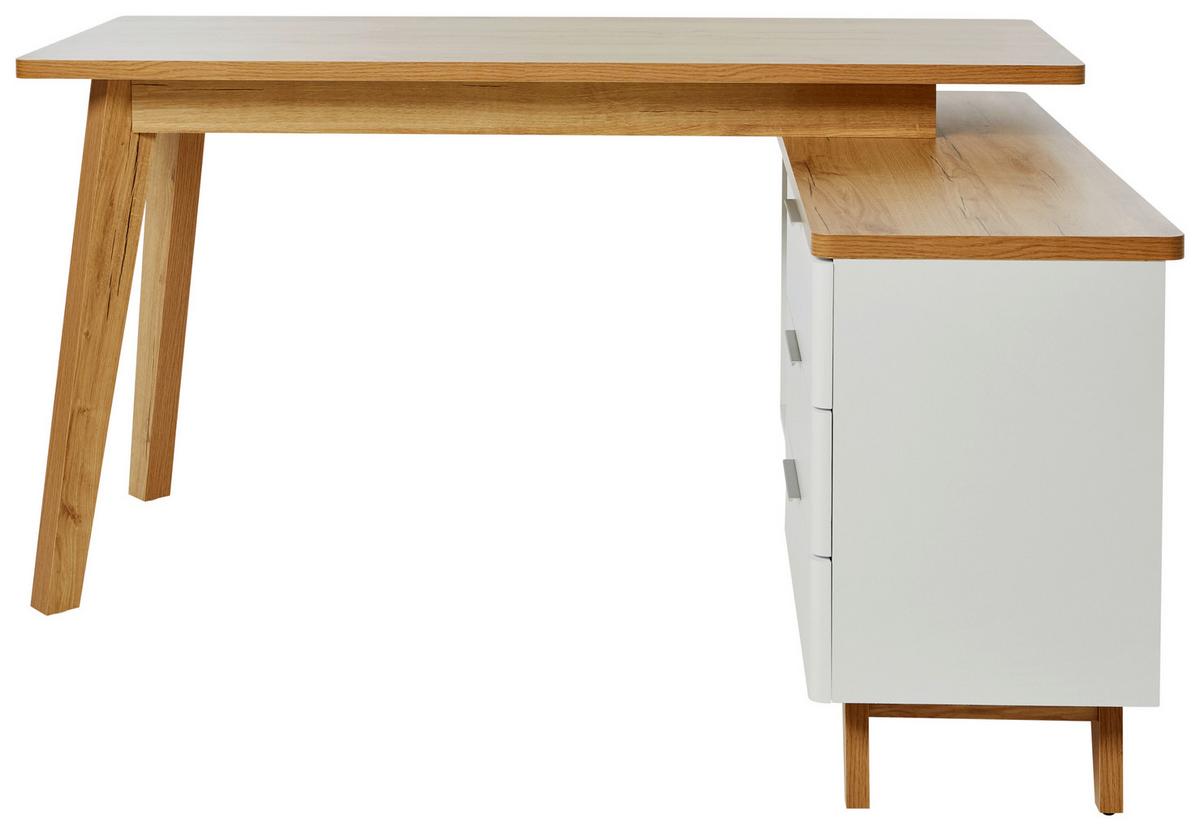 Eckschreibtisch Libre D 240 E - Eichefarben/Weiß, KONVENTIONELL, Holzwerkstoff (140/118/76cm) - Livetastic