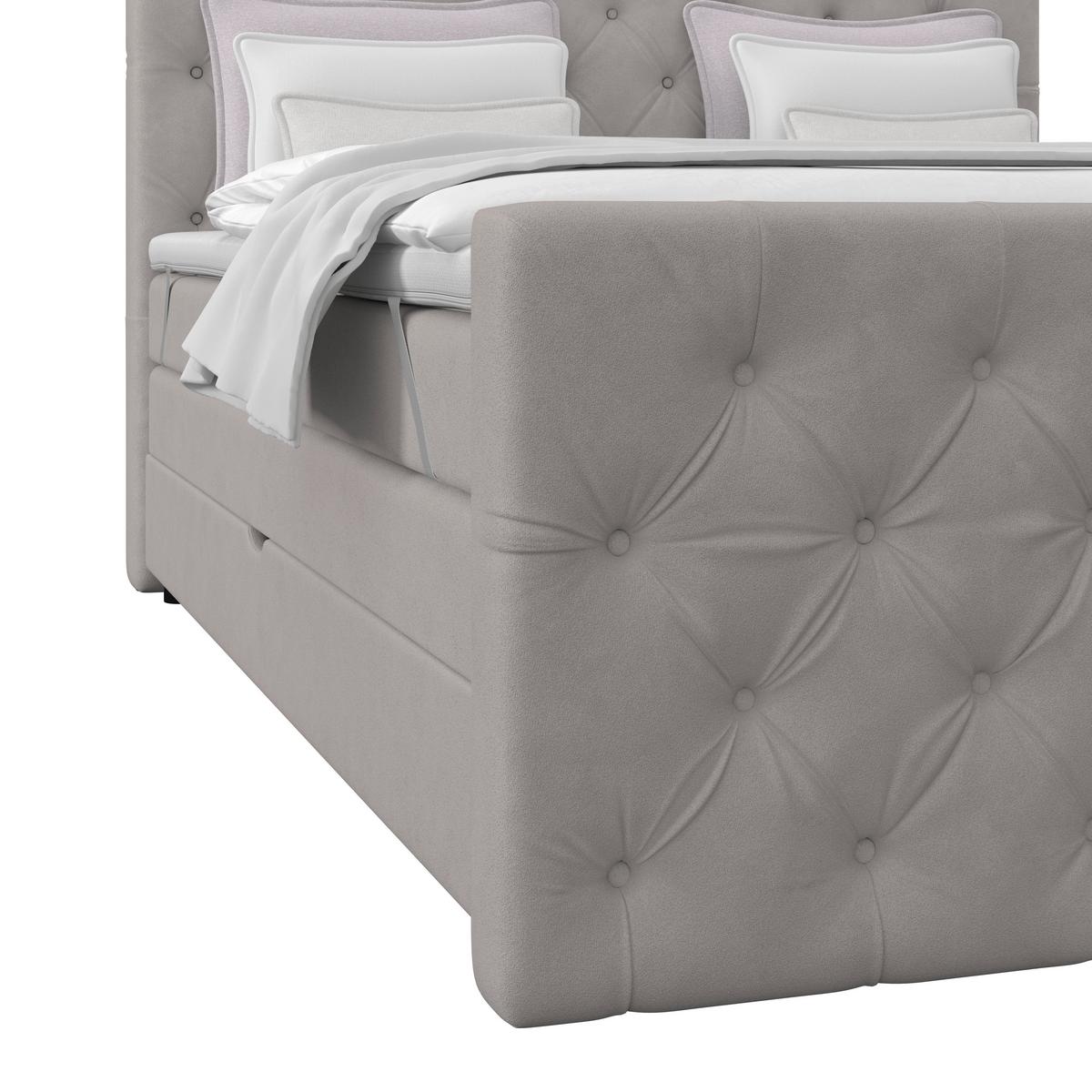 Boxspringbett Elio Silberfarben 180x200 cm H2 - Beige/Silberfarben, ROMANTIK / LANDHAUS, Textil (180/200cm) - James Wood