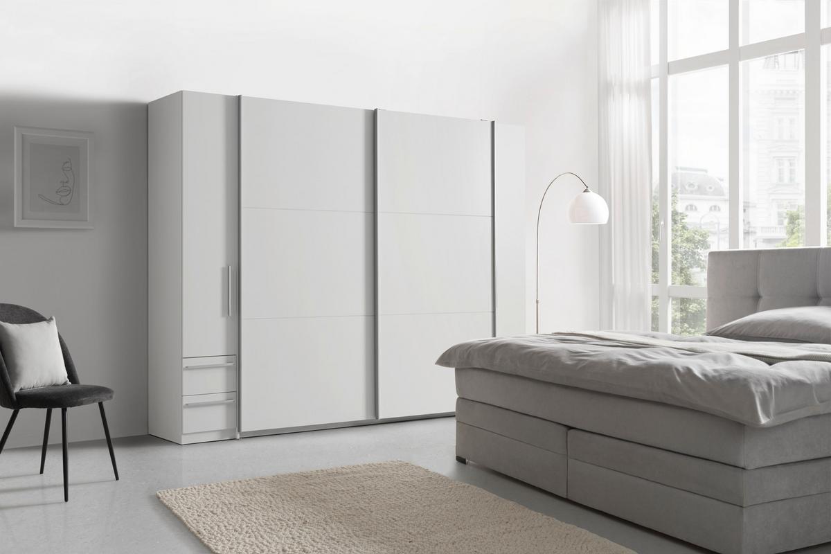 SKRIŇA S POS. DVER. – HOR.VED BORDO - biela/strieborná, Konventionell, kompozitné drevo/plast (270/210/58cm)