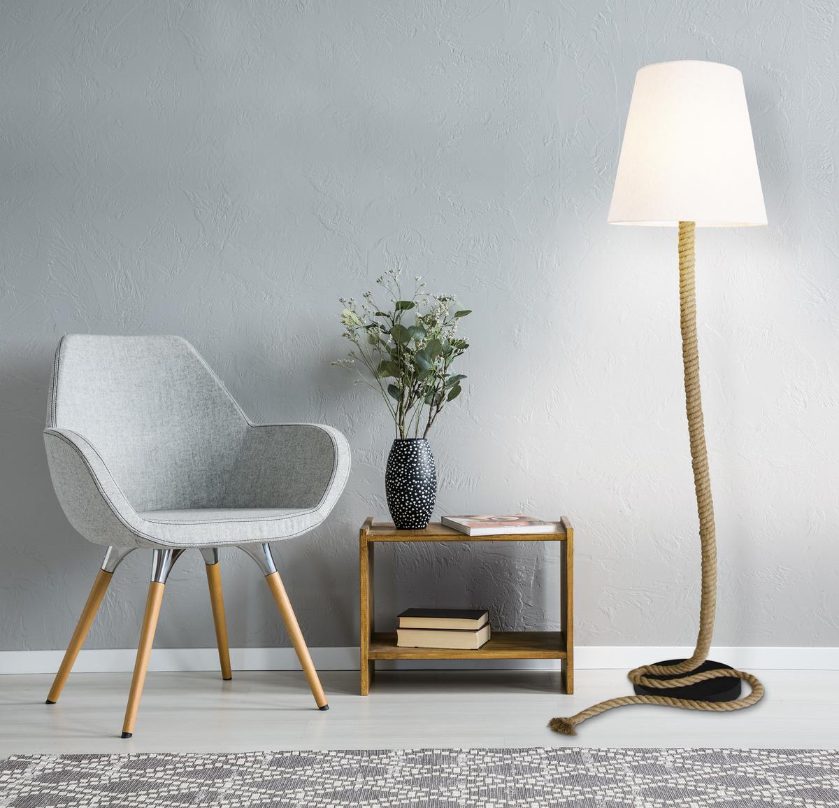 Stehlampe Naturfarben Seiloptik - Naturfarben, Basics, Kunststoff/Textil (40/164cm) - Näve