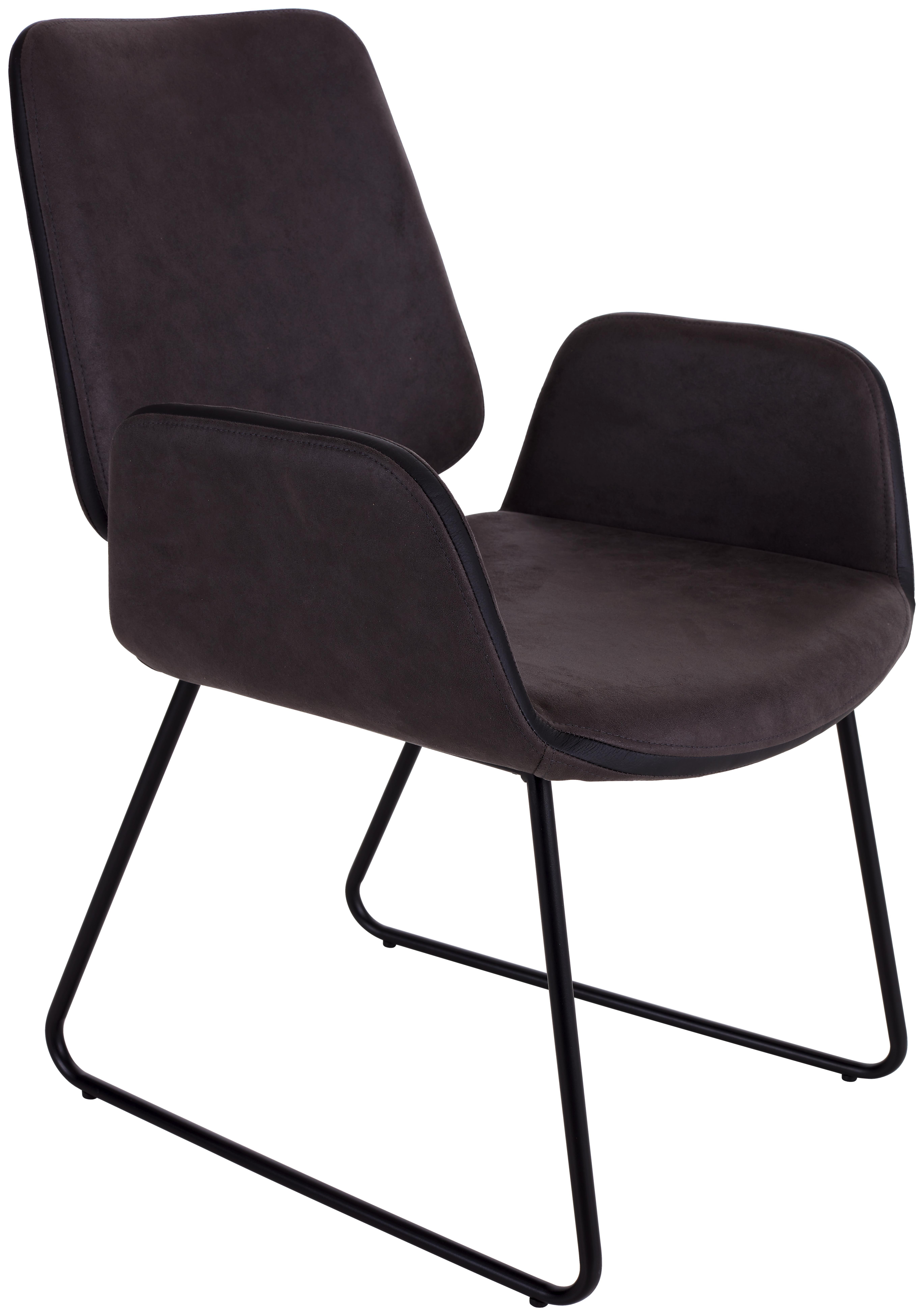 Stuhl Valencia B: cm Dunkelgrau - Dunkelgrau/Schwarz, MODERN, Textil/Metall (47/84/61cm) - Luca Bessoni