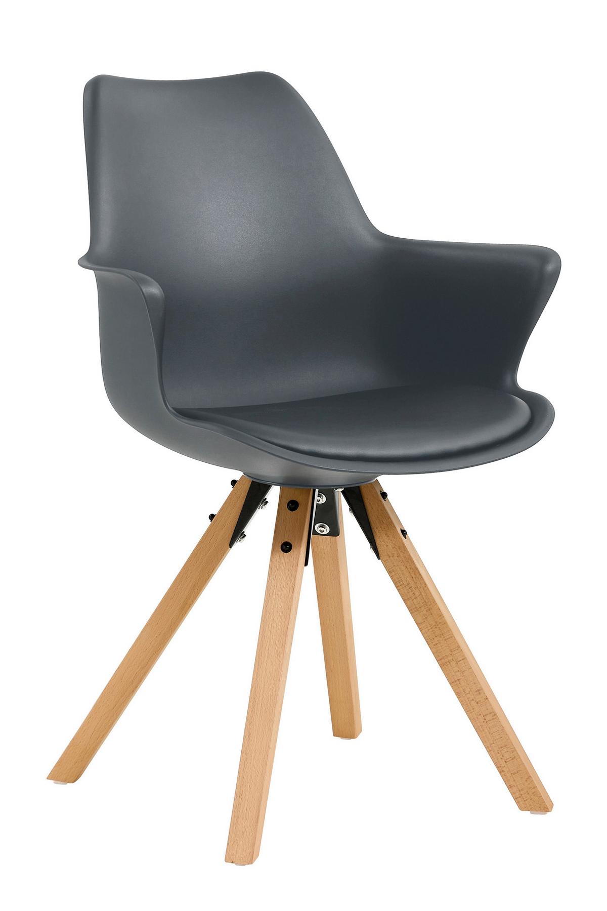 Armlehnstuhl-set Dunkelgrau B: 58cm 2-Teilig - Dunkelgrau/Eichefarben, MODERN, Holz/Kunststoff (58/84/61cm) - Livetastic