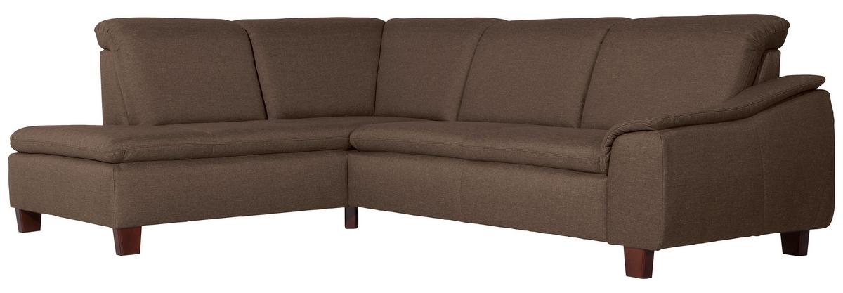Ecksofa Aaron Sahara Flachgewebe - Nussbaumfarben/Sahara, Design, Textil (247/187cm) - Max Winzer