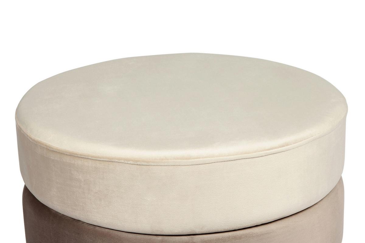 Hocker Elyse 100 Beige/Braun D: 50 cm - Beige/Goldfarben, Design, Textil (50/42cm) - Kayoom
