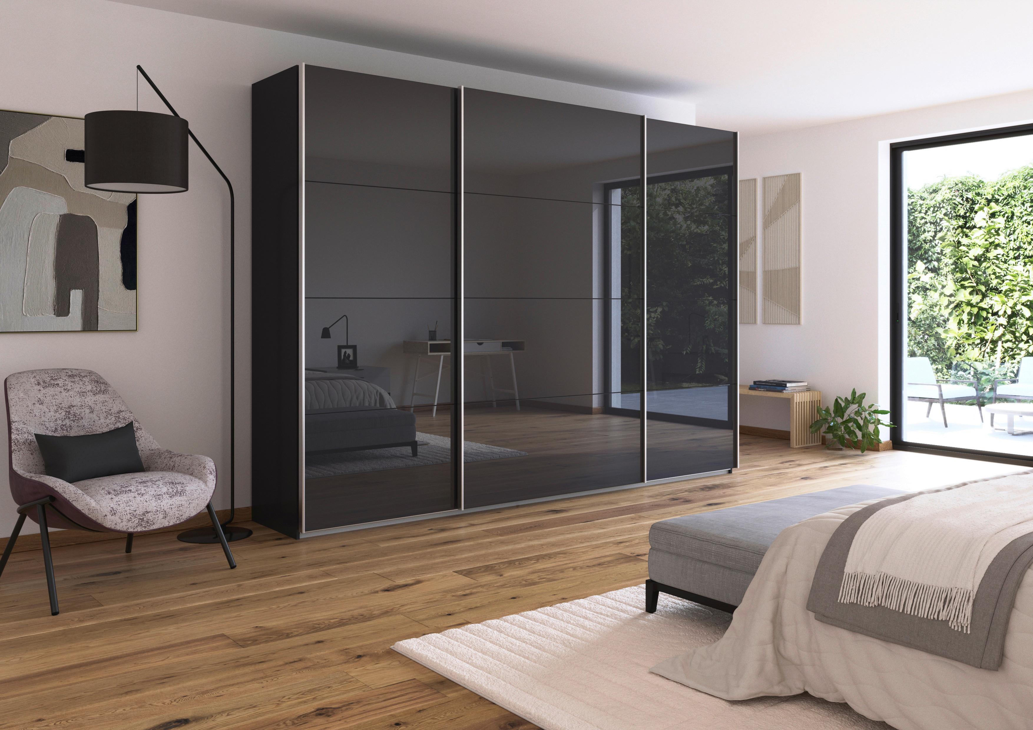 Schwebetürenschrank Feldkirch 315 maxihöhe - Anthrazit/Anthrazit Hochglanz, MODERN, Glas/Holzwerkstoff (315/229/62cm)