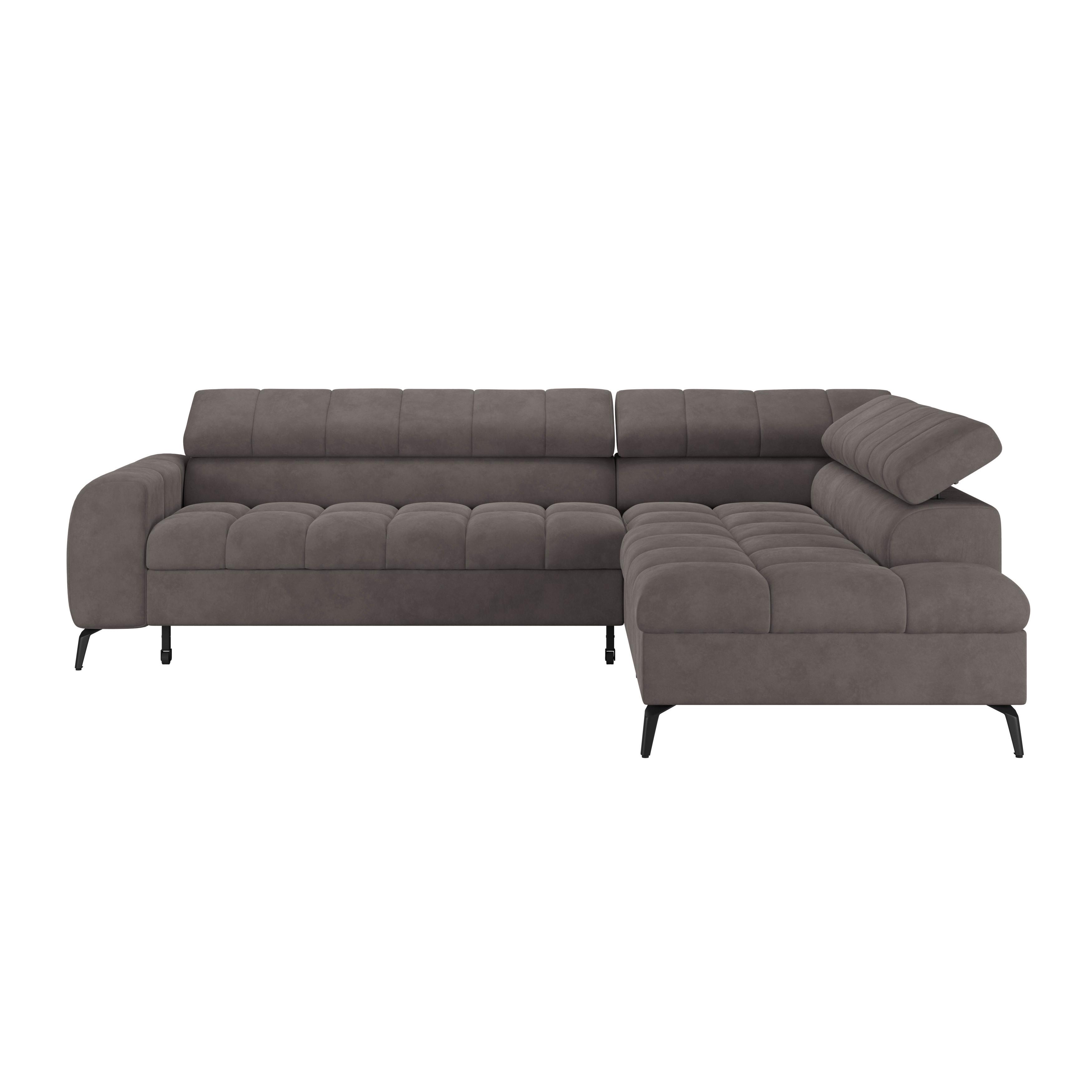 Ecksofa Volf Rechts New Graphitfarben, S: 261x203 cm - Dunkelgrau/Schwarz, Trend, Kunststoff/Textil (261/203cm)