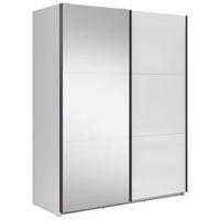 Schwebetürenschrank 153,5cm Tetrix Weiß Hochglanz - Klar/Weiß Hochglanz, MODERN, Glas/Holzwerkstoff (153,5/195,5/60cm) - MID.YOU