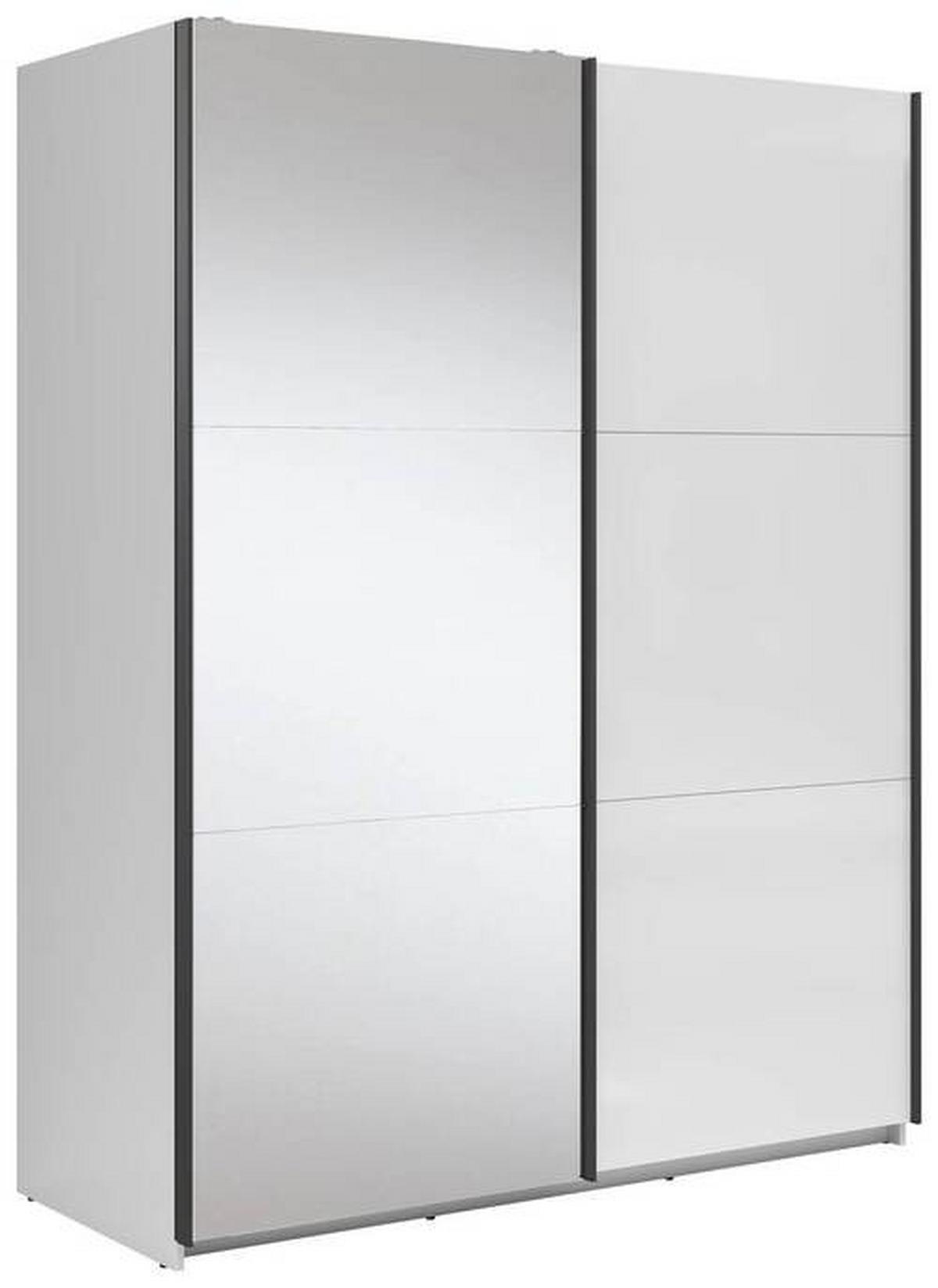 Schwebetürenschrank 153,5cm Tetrix Weiß Hochglanz - Klar/Weiß Hochglanz, MODERN, Glas/Holzwerkstoff (153,5/195,5/60cm) - MID.YOU