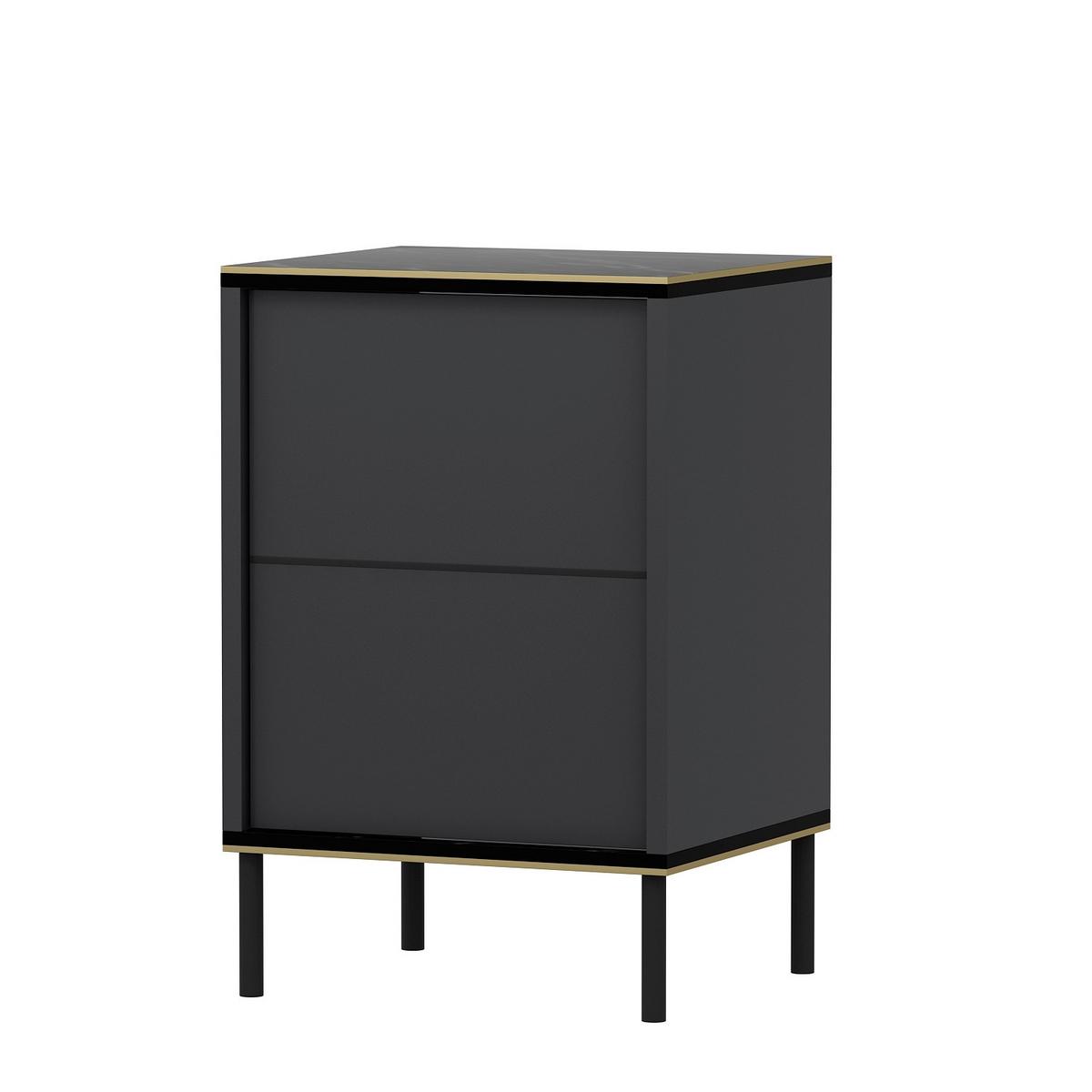 Nachttisch Imaj Anthrazit/Schwarz B: 40cm - Anthrazit/Schwarz, Design, Holzwerkstoff/Metall (40/60/35cm) - Livetastic