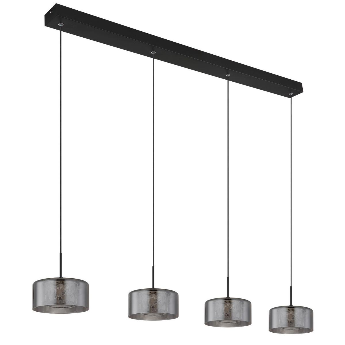 LED-Hängeleuchte 15634-4 Fogsy - Klar/Schwarz, Design, Glas/Kunststoff (105/15/150cm) - Globo