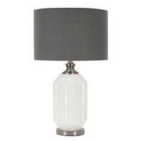 Tischleuchte Brighty Weiß, Grau B: 37,5 cm - Weiß/Grau, Basics, Glas/Textil (37.5/65/37.5cm)