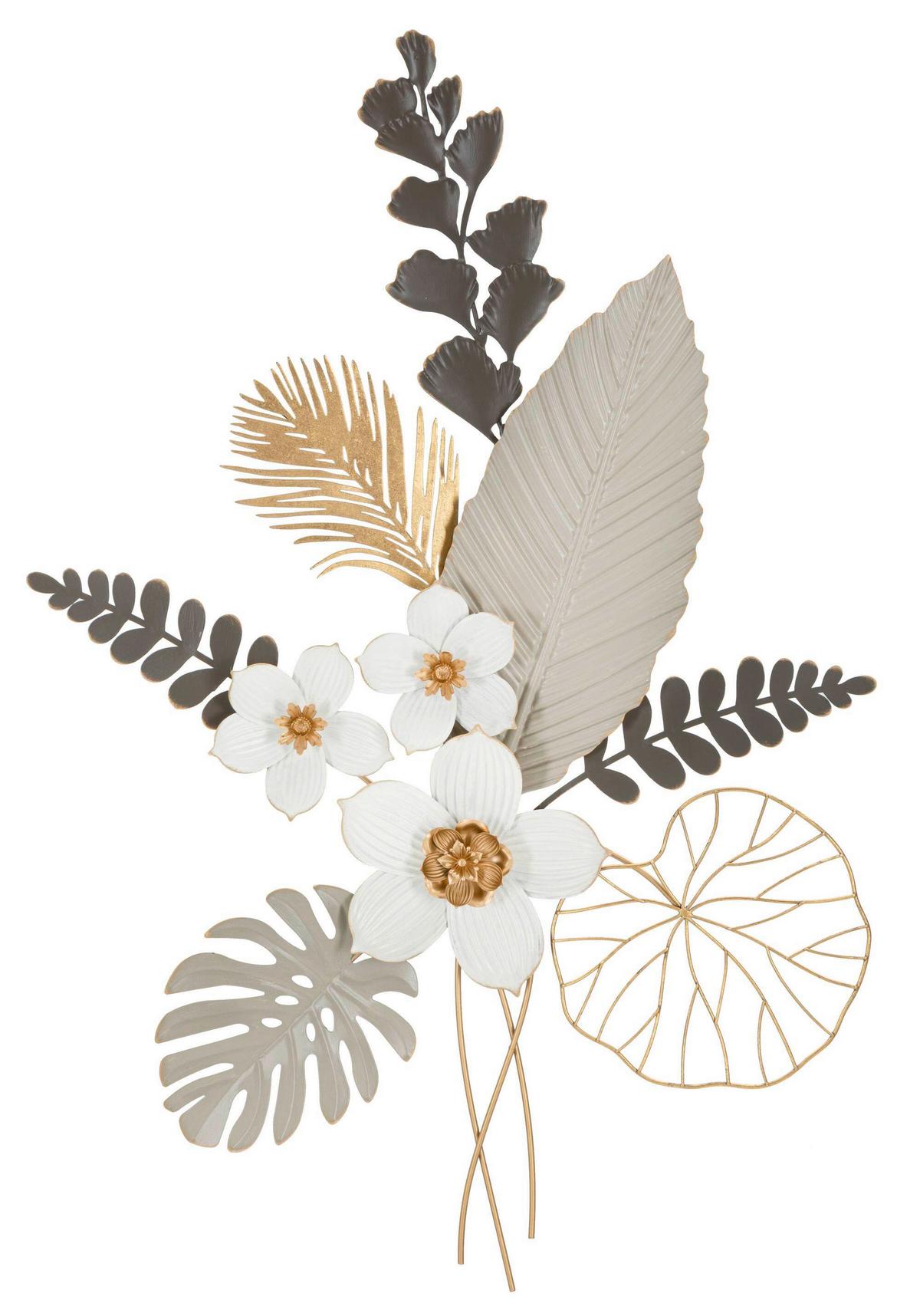 Wanddeko Bouq Goldfarben, Grau, Weiß B: 71cm - Goldfarben/Weiß, Basics, Metall (71/96.5/4cm)