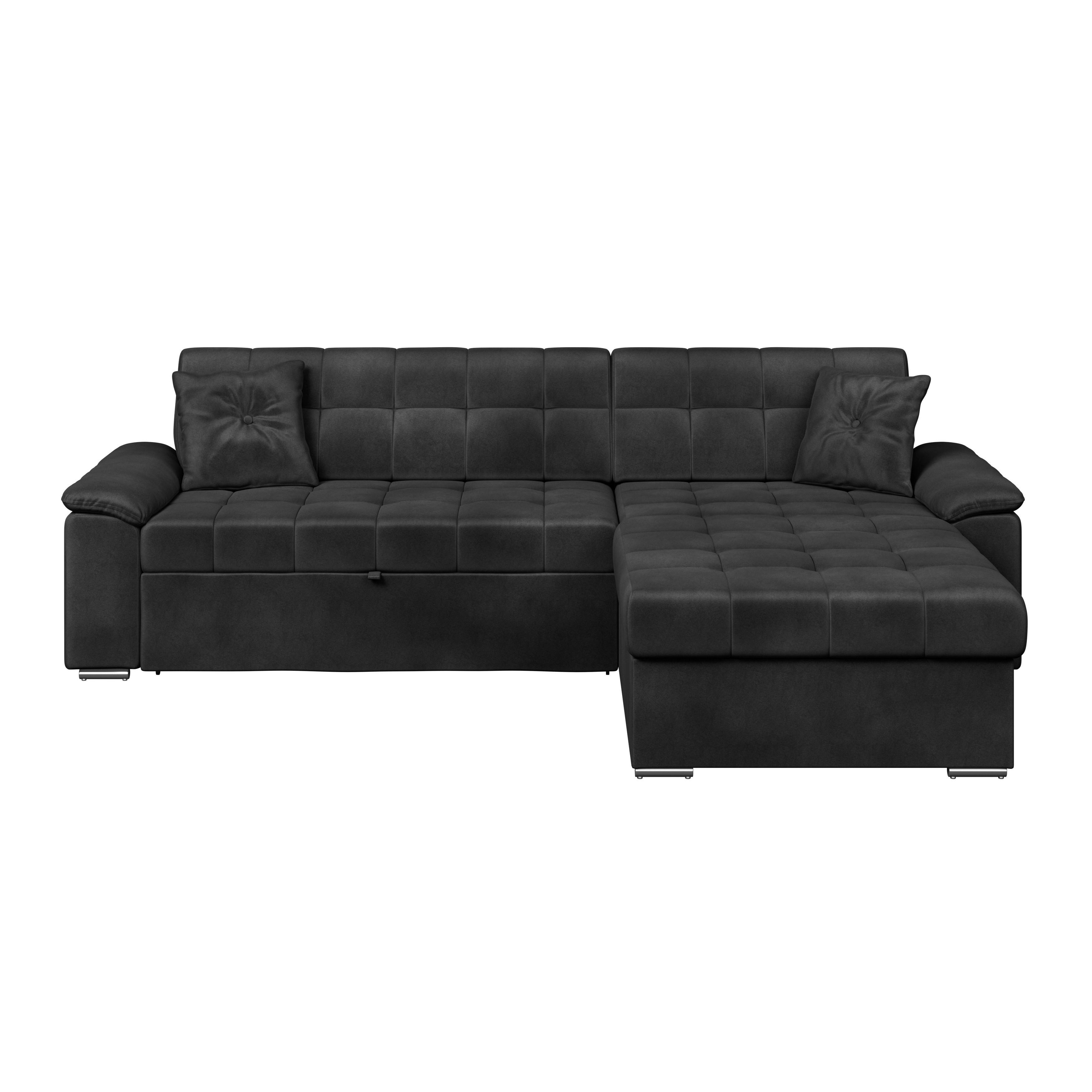 Ecksofa mit Bettkasten Bali schwarz, 257x167 cm - Schwarz, Trend, Textil (257/167cm) - Livetastic