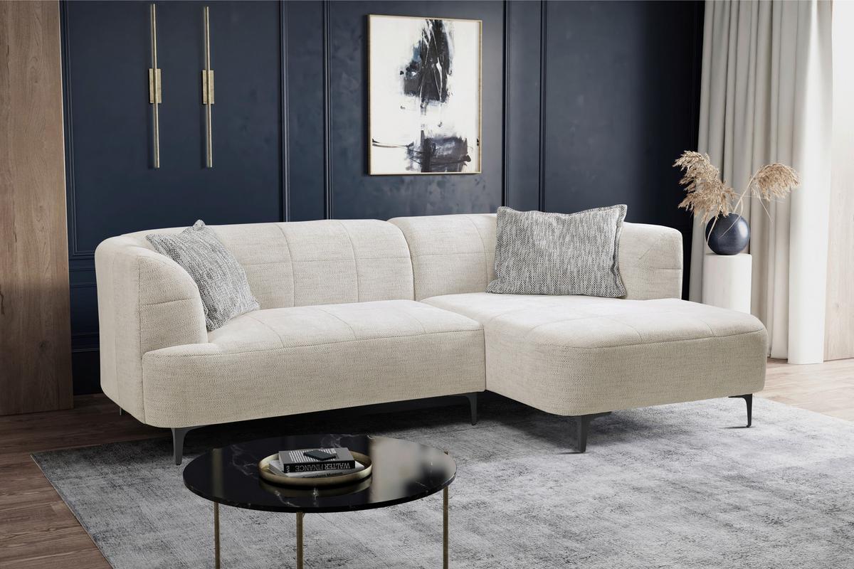 Ecksofa Lou Creme/schwarz, 247 Cm - Creme/Schwarz, Design, Textil (247/158cm) - MID.YOU
