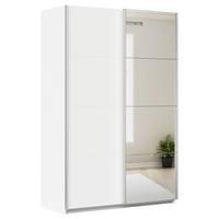 Schwebetürenschrank + Spiegel B: 136cm Feldkirch Weiß - Silberfarben/Weiß, MODERN, Holzwerkstoff (136/210/62cm)