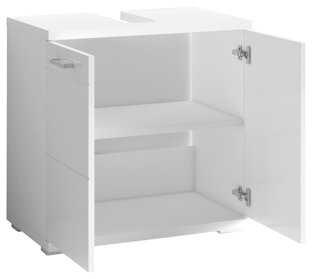 Waschbeckenunterschrank Nebraska B: 60 Cm Weiß - Chromfarben/Weiß Hochglanz, MODERN, Holzwerkstoff (60/59/31,5cm) - MID.YOU