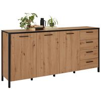 ŠIROKÁ KOMODA KIRIKUS - černá/barvy dubu, Lifestyle, kompozitní dřevo/plast (184,5/89,5/40,2cm) - Mömax
