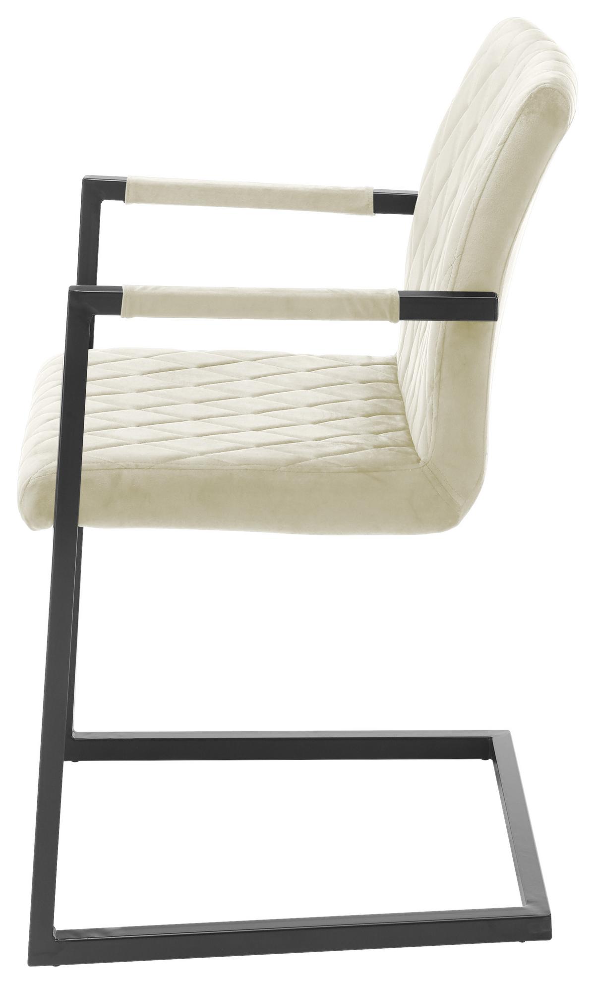 Schwingstuhl Kian Beige Gepolstert - Beige/Schwarz, MODERN, Textil/Metall (54/86/63cm) - MID.YOU