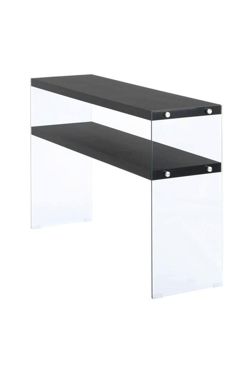 Beistelltisch mit Ablage Elementary Schwarz - Klar/Schwarz, Basics, Glas/Holzwerkstoff (32/110/75cm) - Kayoom