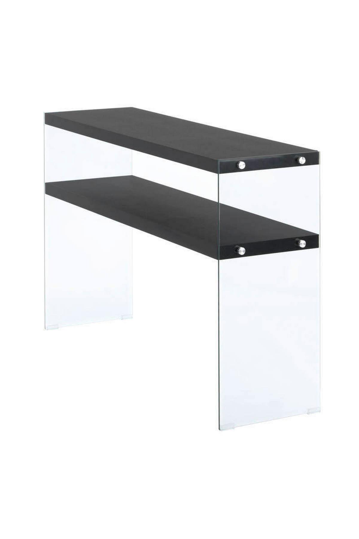 Beistelltisch Mit Ablage Elementary Schwarz - Klar/Schwarz, Basics, Glas/Holzwerkstoff (32/110/75cm) - Kayoom