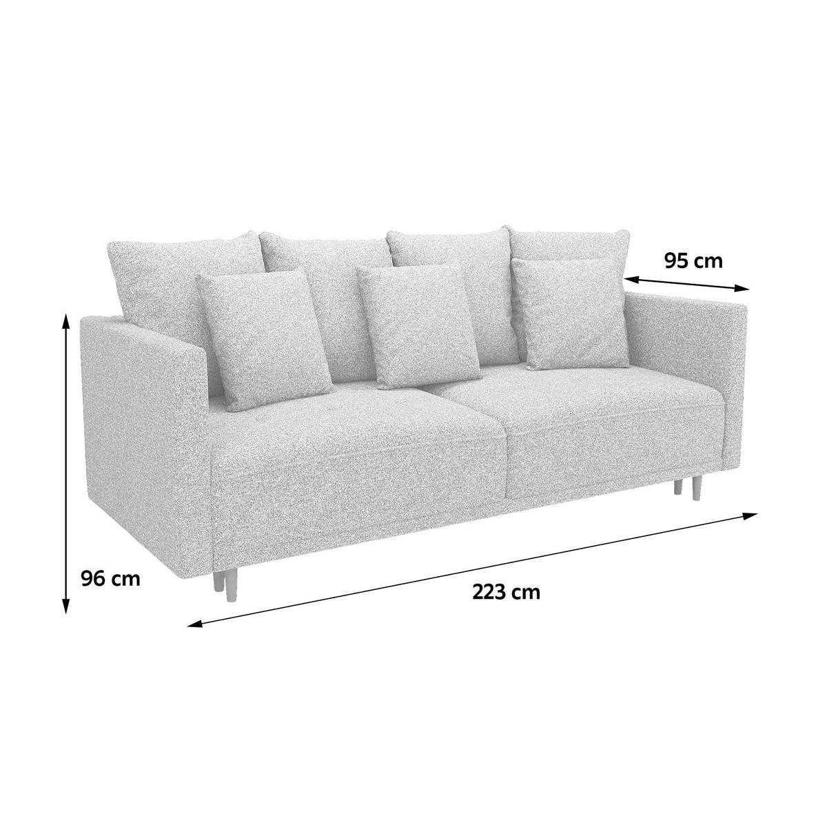 3-Sitzer-Sofa Mit Schlaffunktion Sofia B: 223 cm - Dunkelgrau, Design, Textil (223/96/95cm) - MID.YOU