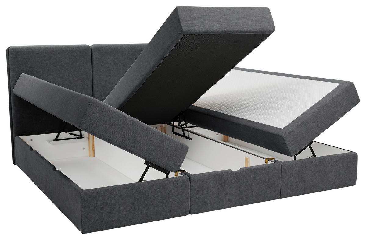 Familienbett Domino Combo Mit 3 Bettkasten Anthrazit 210x200 - Anthrazit/Schwarz, MODERN, Holz/Holzwerkstoff (210/200cm) - MID.YOU