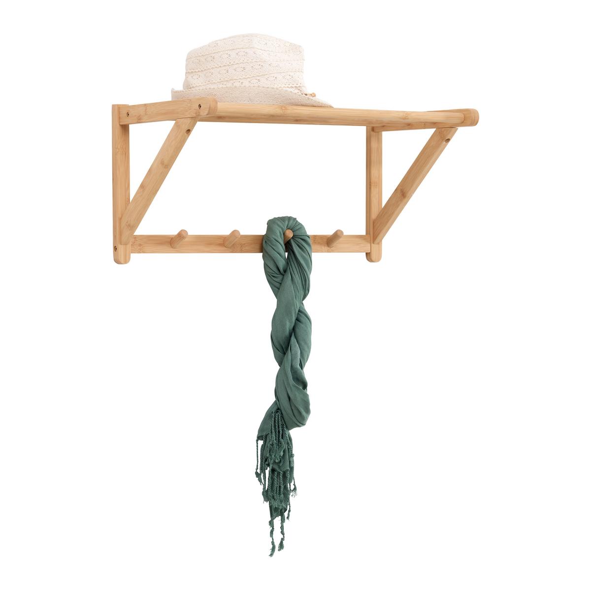Nástenný vešiak BONNIE, bambus - prírodná farba, Konventionell, drevo (51/25/28cm) - Based