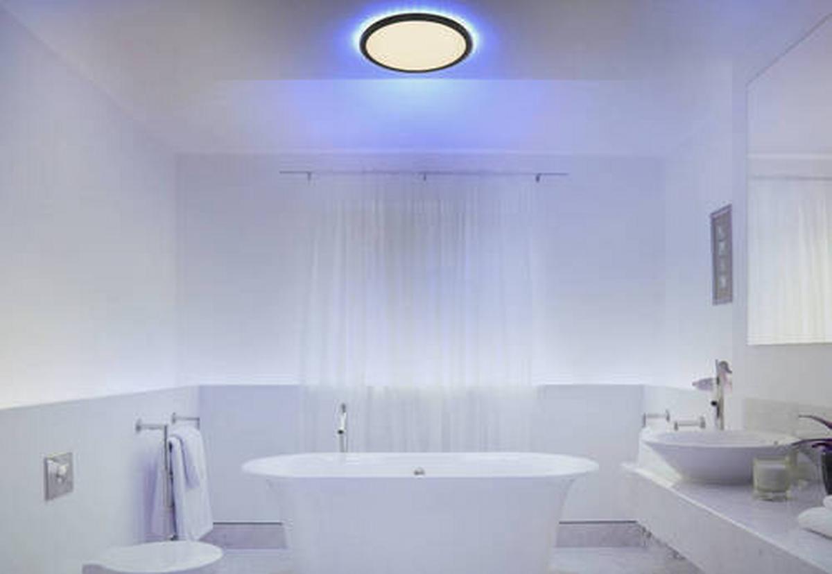 LED-Deckenleuchte 41562-18brgb - Opal/Schwarz, Design, Kunststoff (29,4/2,5cm) - Globo