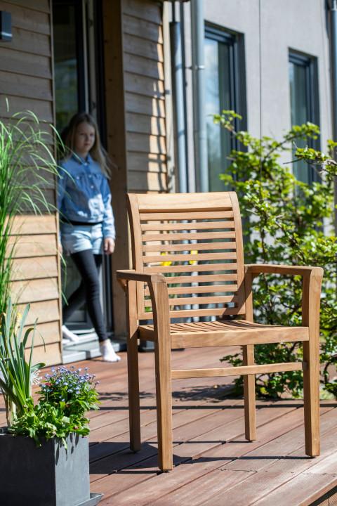 Gartensessel Woodie Stapelsessel Lamelle - Basics, Holz (63/92/52cm) - Gardenson