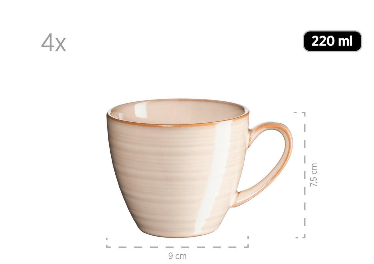 Tassenset Steinzeug Nottingham 8--Teilig. Beige 220ml - Beige, Basics, Keramik (19,5/16,5/18cm) - Mäser