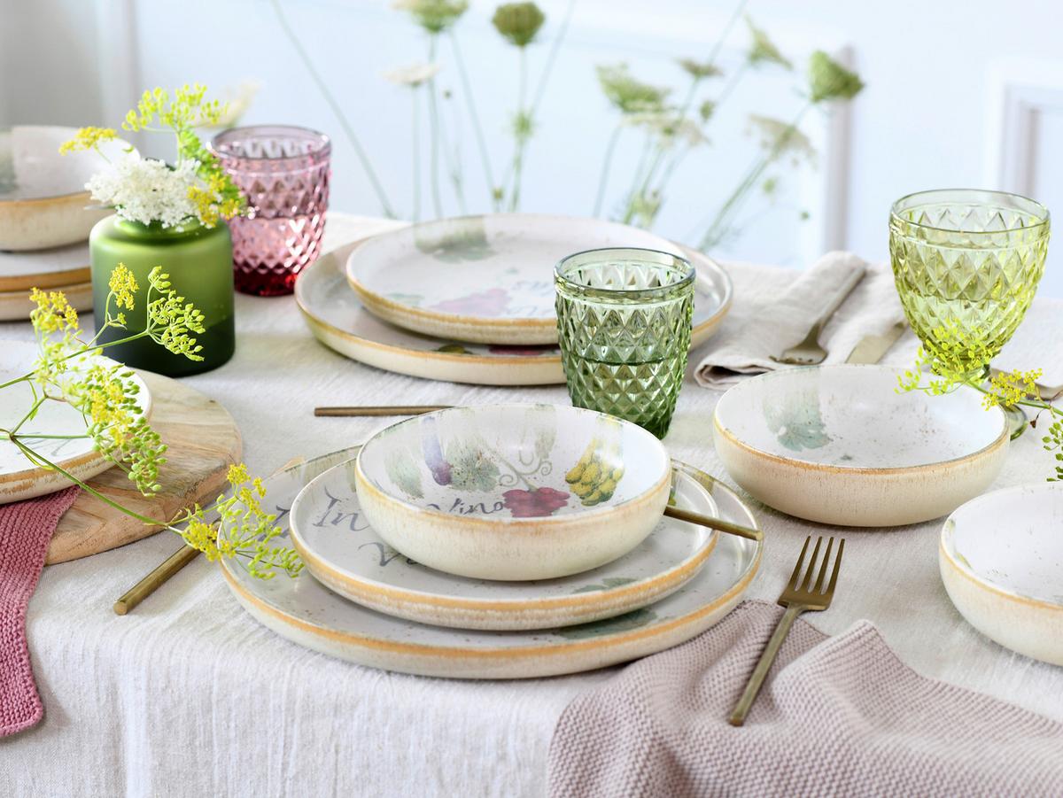 Tafelservice Uno In Vino Veritas, 12--Teilig., Multicolor - Multicolor, Basics, Keramik - Creatable